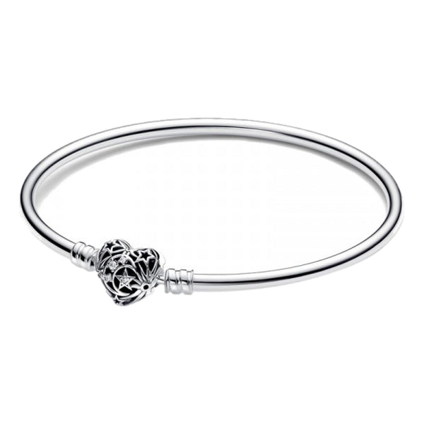 Pandora Sterling Silver Celestial Heart Clasp Bangle