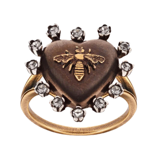 Dior Crystal Heart-Shaped Bee Ring