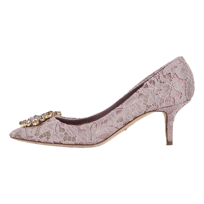 Dolce & Gabbana Bellucci Lace & Crystal Embellished Pumps. Size 40