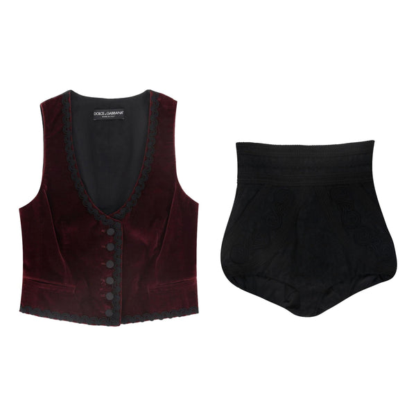 Dolce & Gabbana Velvet Waistcoat  & Embroidered Shorts Set. Size S