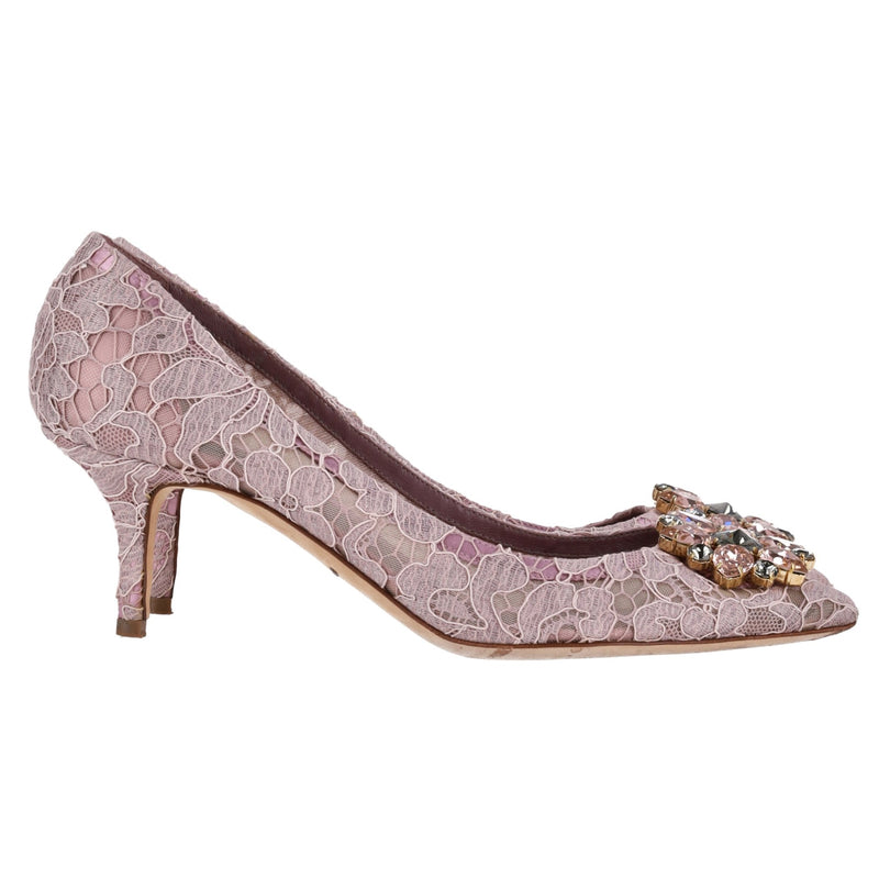 Dolce & Gabbana Bellucci Lace & Crystal Embellished Pumps. Size 40