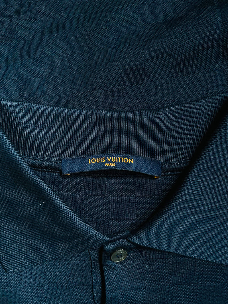 Louis Vuitton Navy Blue Damier Cotton Polo T-Shirt L Louis Vuitton